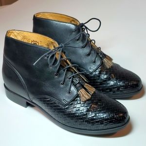Ariat Black Leather Woven Booties